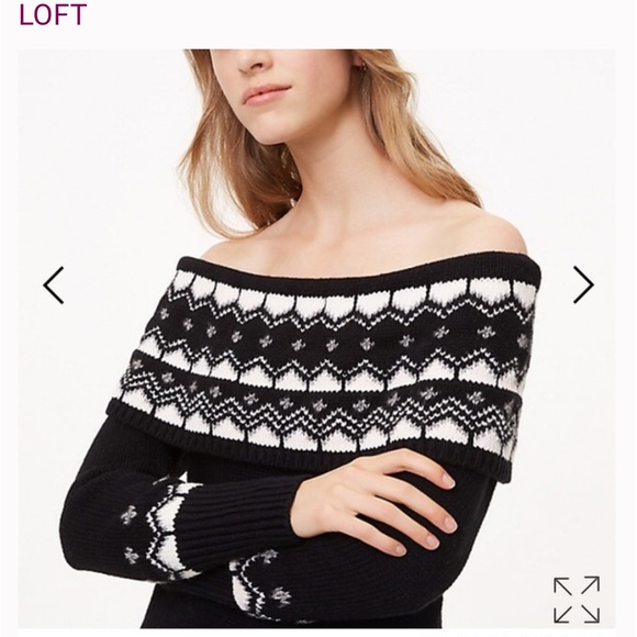 Loft Off Shoulder Fair Isle Sweater Dress Size Large NWT - Picture 9 of 10